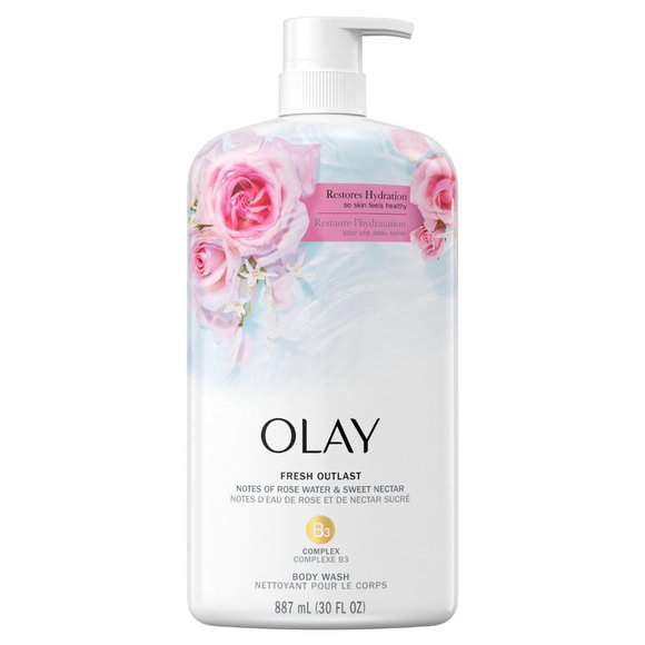 Olay Fresh Outlast Rose Water and Sweet Nectar Body Wash, 30 fl oz - Picture 2 of 3